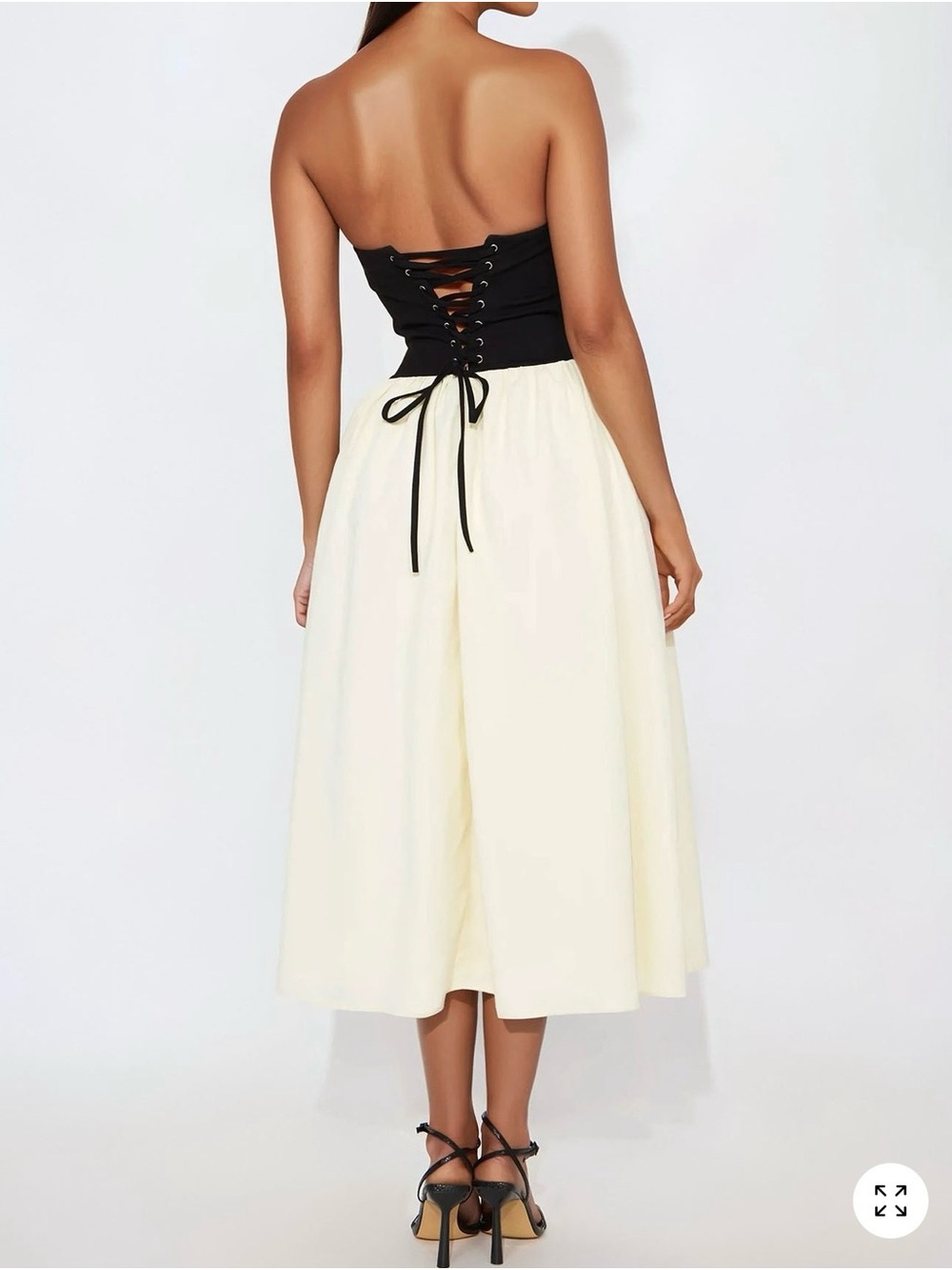 Cream Midi dress - Classic Gathered Waist - Picture 2 of 4